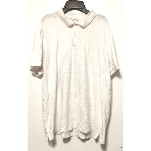 Calvin Klein Polo Shirt Mens XL White Short Sleeve Casual Collared Logo Classic - Picture 1 of 4